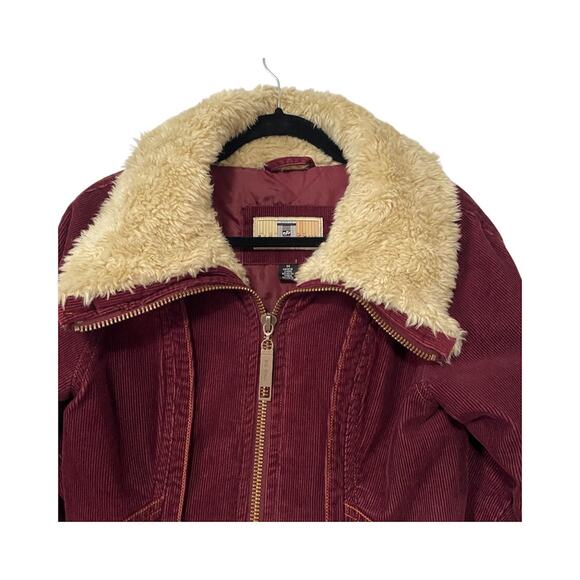 Vintage Y2K Big Chill Corduroy Aviator Jacket Burgundy Red Fur Women’s M - Picture 5 of 10